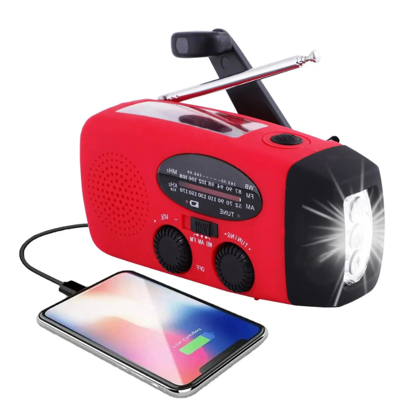 Notfallradio mit Powerbank | Kurbelradio mit Solar | USB & LED-Taschenlampe | CrankPower