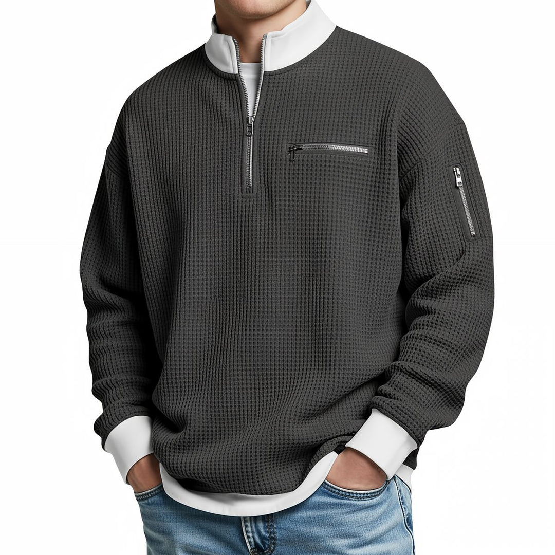 Jose – Eleganter Strickpullover mit halbem Reißverschluss
