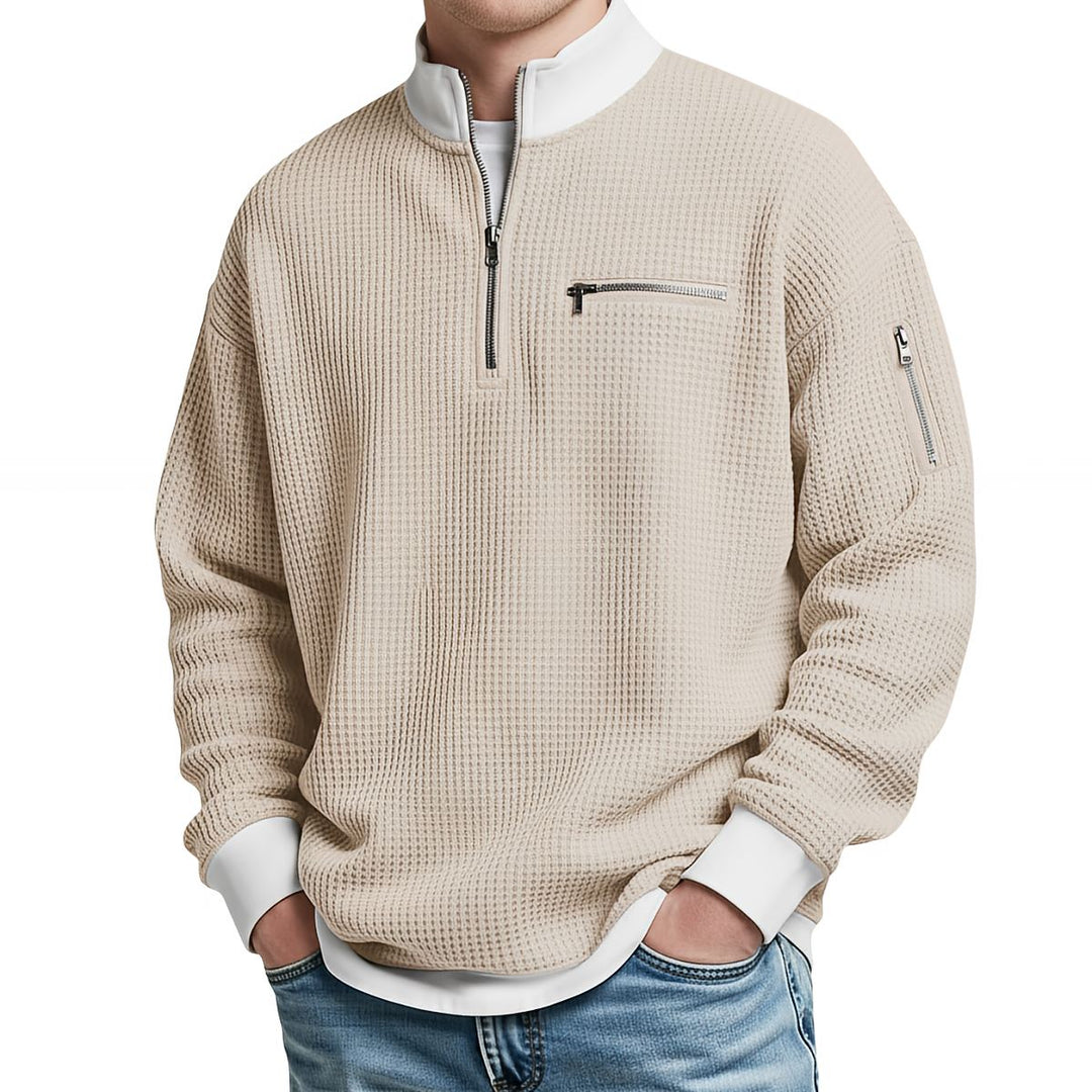 Jose – Eleganter Strickpullover mit halbem Reißverschluss