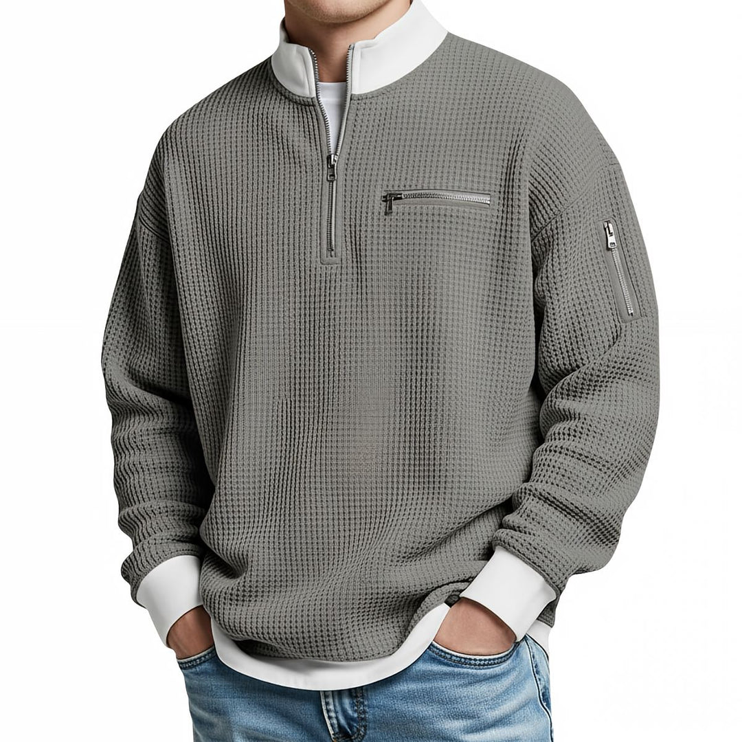 Jose – Eleganter Strickpullover mit halbem Reißverschluss