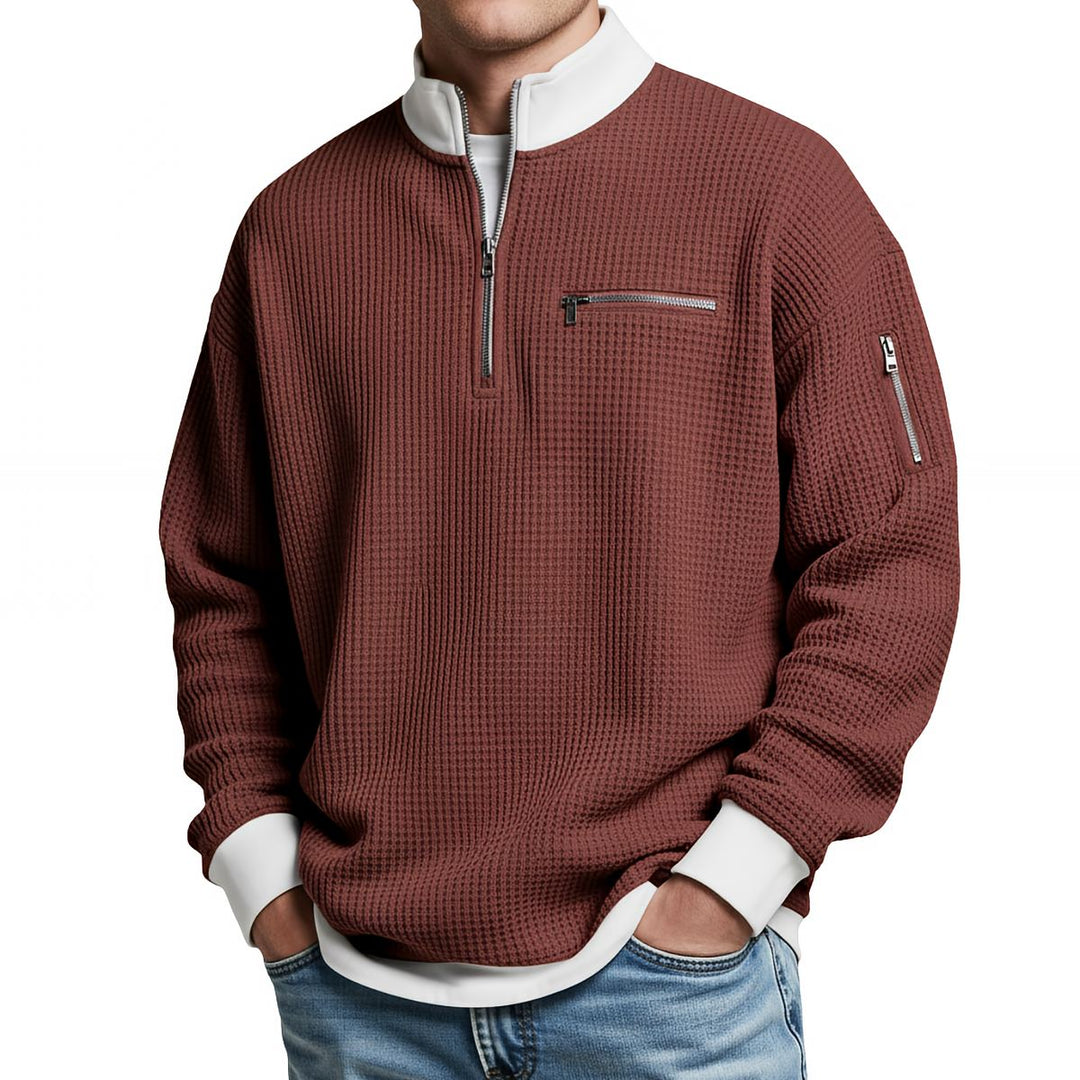 Jose – Eleganter Strickpullover mit halbem Reißverschluss