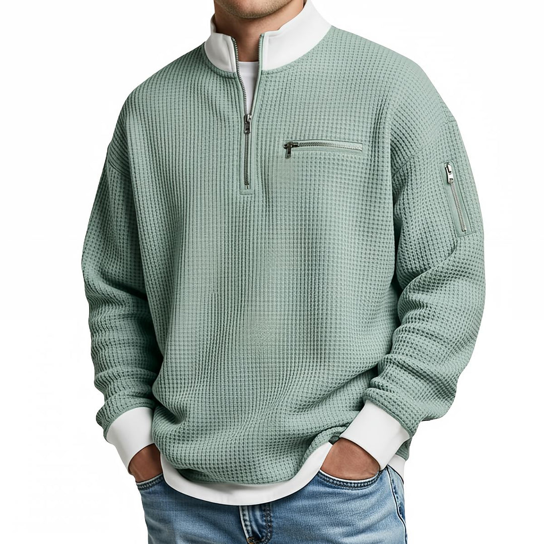 Jose – Eleganter Strickpullover mit halbem Reißverschluss