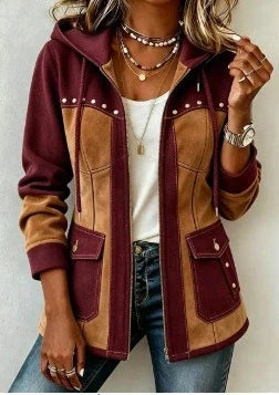 Lyndsay – Kapuzenjacke mit kontrastierenden Struktureinsätzen