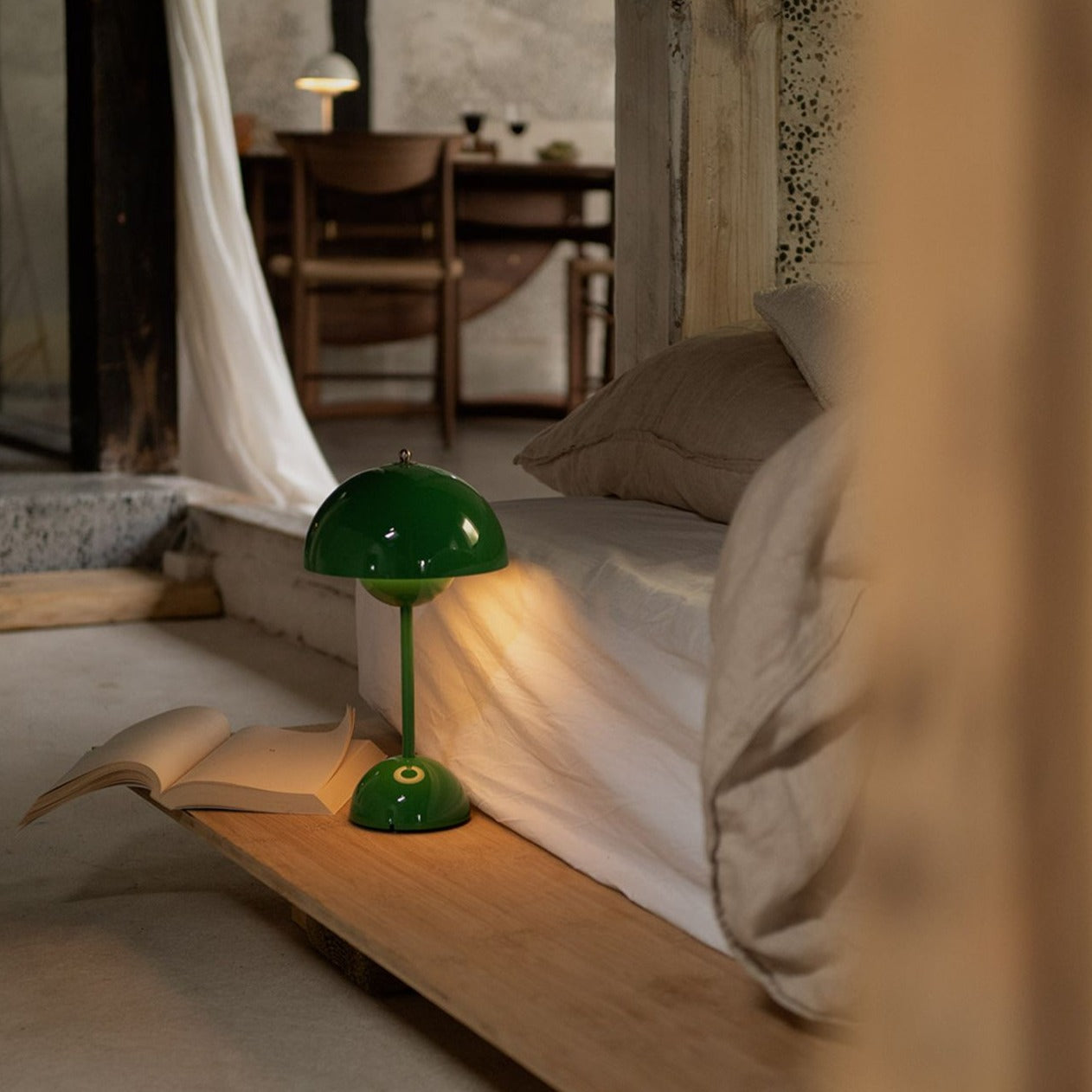Kabellose LED-Tischlampe | Retro-Pilz-Design | Dimmbar per Touch | LumaShade