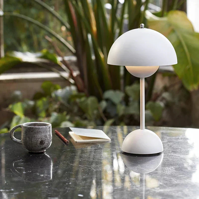 Kabellose LED-Tischlampe | Retro-Pilz-Design | Dimmbar per Touch | LumaShade