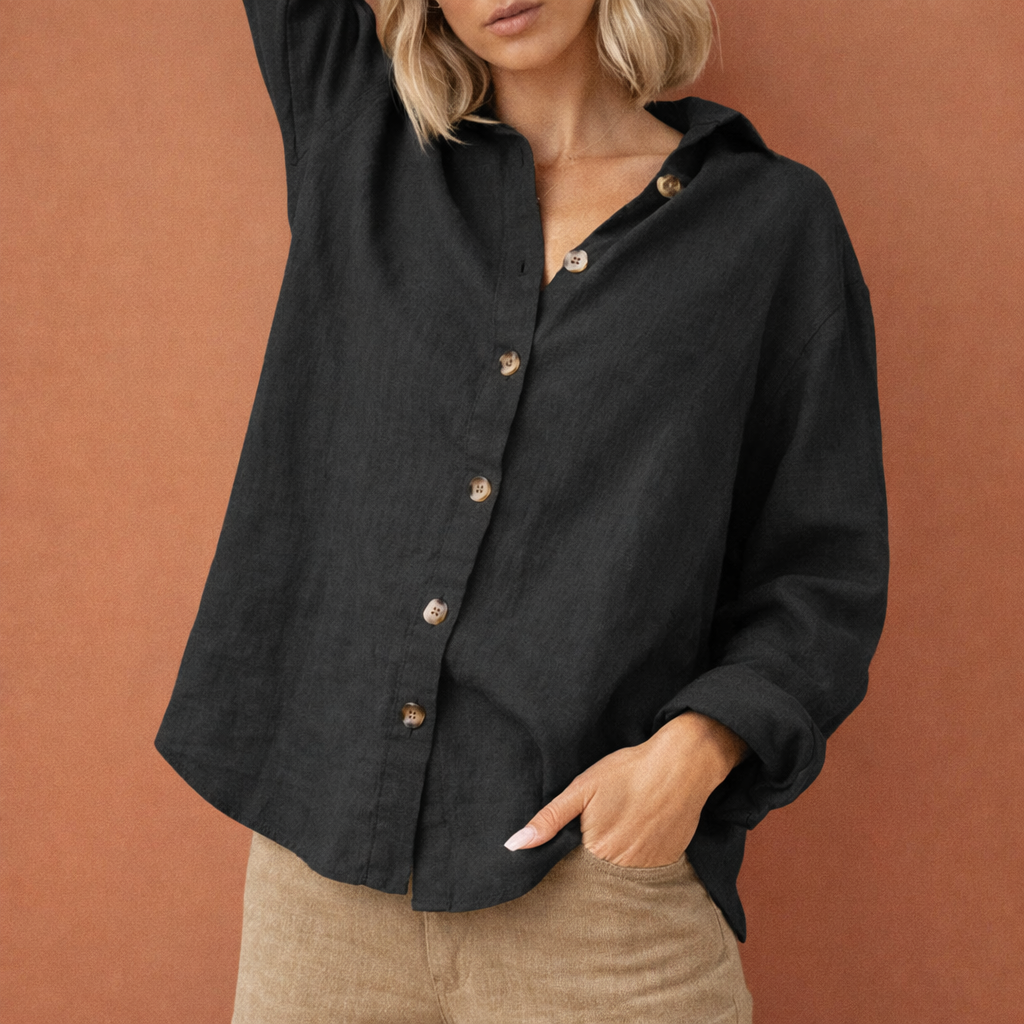ESMÉE | Leinenlook-Bluse mit Knopfverschluss für Damen