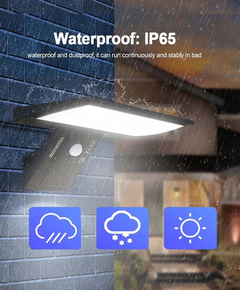 Solavaro Solar-Wandlicht mit Bewegungsmelder | 90 LEDs | IP65 Wasserdicht | Warmweißes Licht