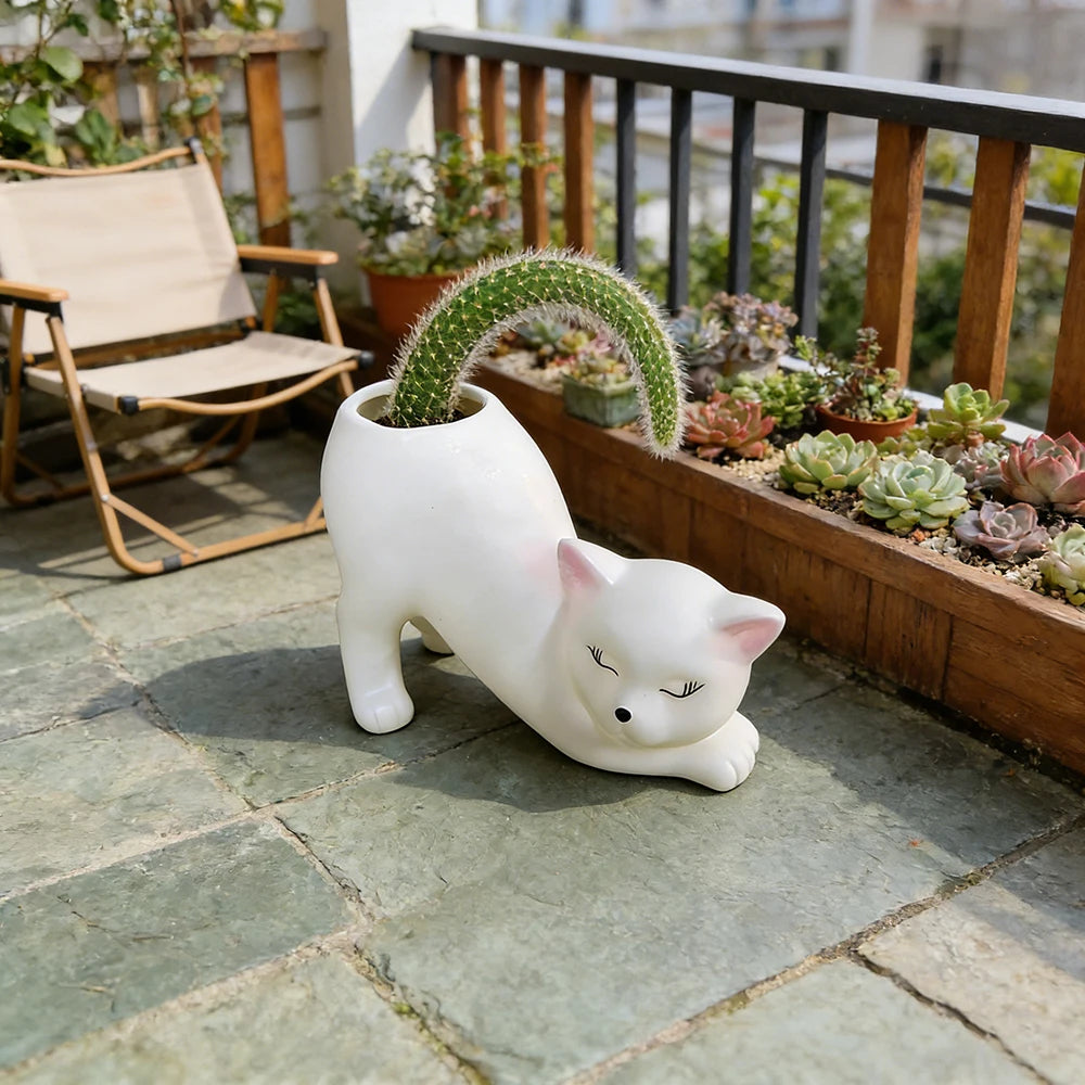 CatGarden Cartoon Katzen Schwanz Blumentopf | Innovatives Pflanzen Dekor | Sukkulenten & Kakteen für Garten, Balkon & Zuhause