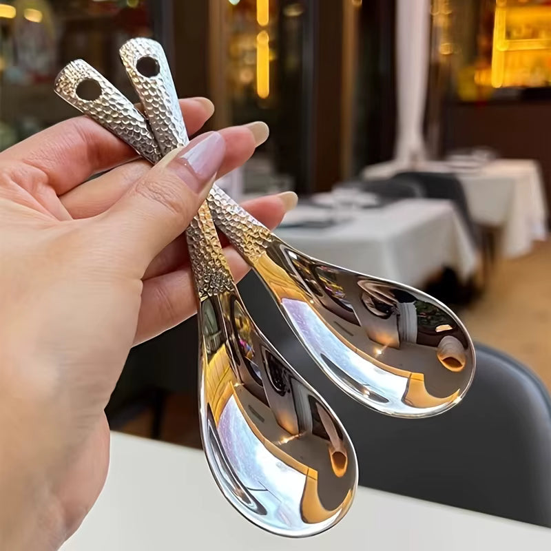 Löffelset | Große Kapazität | Edelstahl 2-teilig | Spiegelpolierte Oberfläche