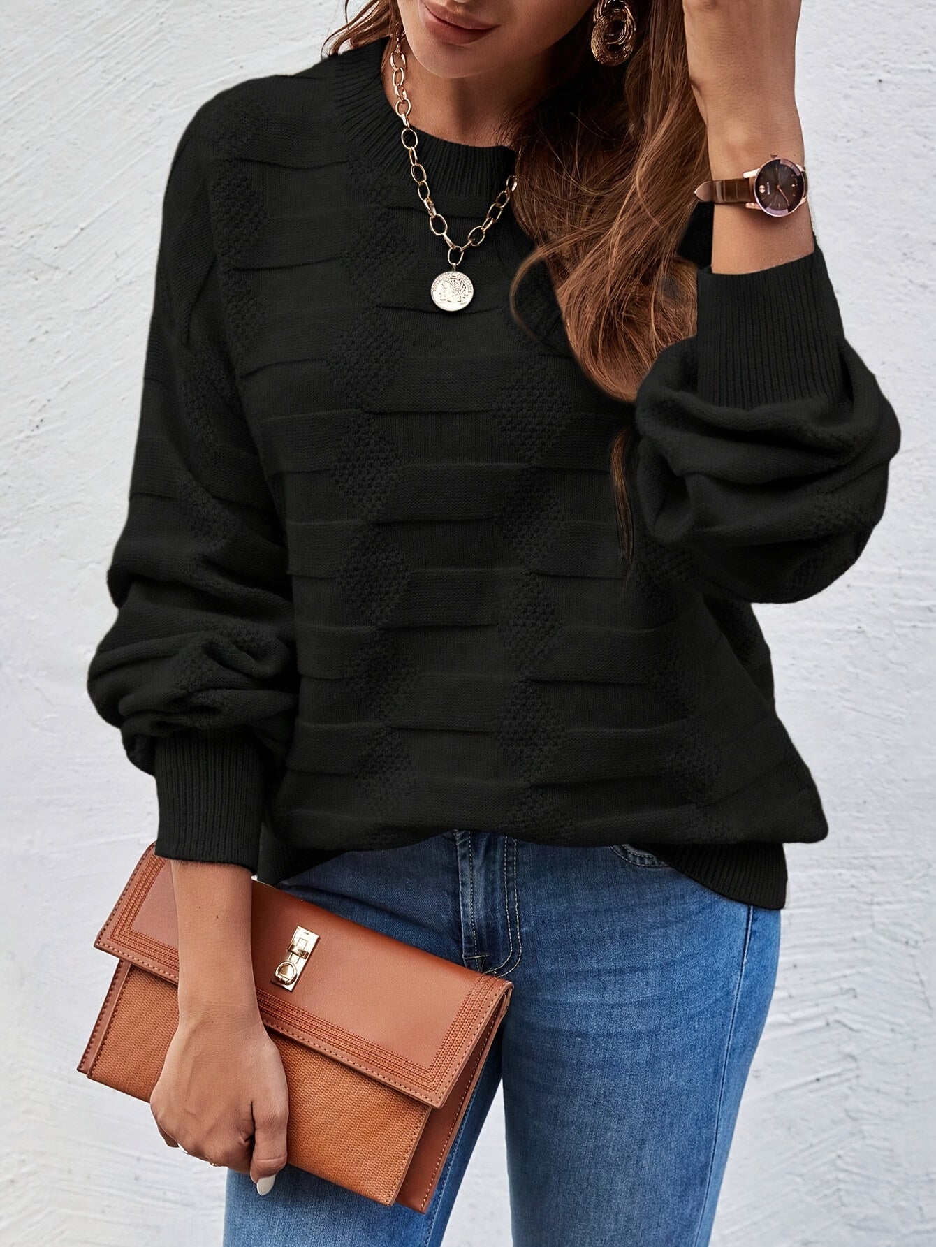 Annastina - Lässiger Langarm Pullover Mit Rundhalsausschnitt
