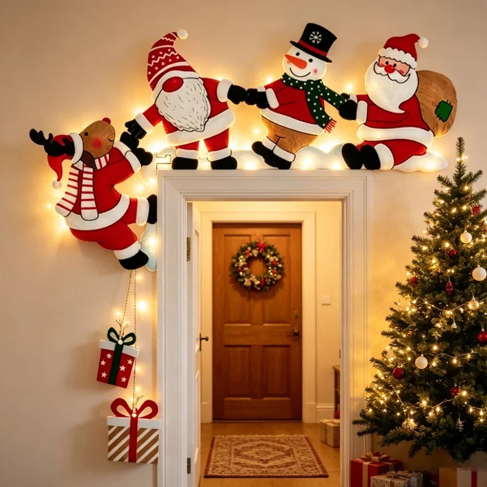 Netz zum Aufhängen von Weihnachtsmann-, Schneemann- und Rentier-Türrahmenaufsätzen