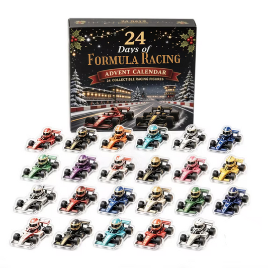 Adventskalender für Racingfans | 24-Tage-Rennwagenmotiv | 2D-Acryl | Mehrfarbig