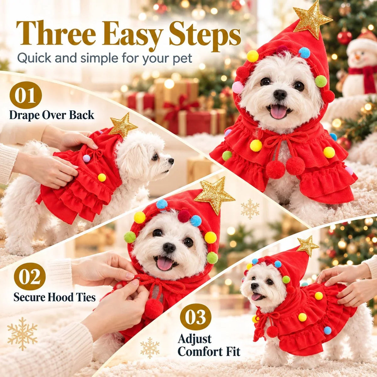 MerryPaw Weihnachtsbaum-Umhang für Hunde und Katzen – Macht Weihnachtsfotos magisch