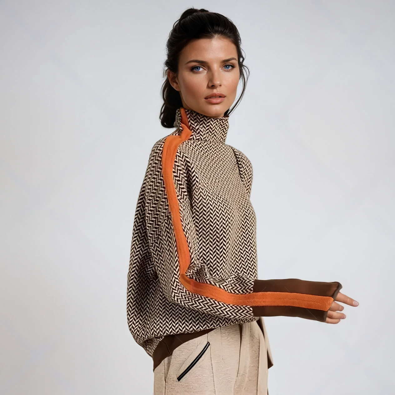 Marieke | Rollkragenpullover mit auffälligen Kontraststreifen
