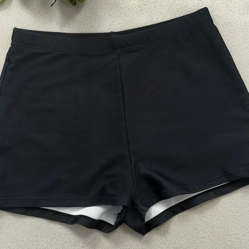 Lily – Schwarzes Damen-Tankini mit floralem Muster und voll bedeckenden Boyshorts