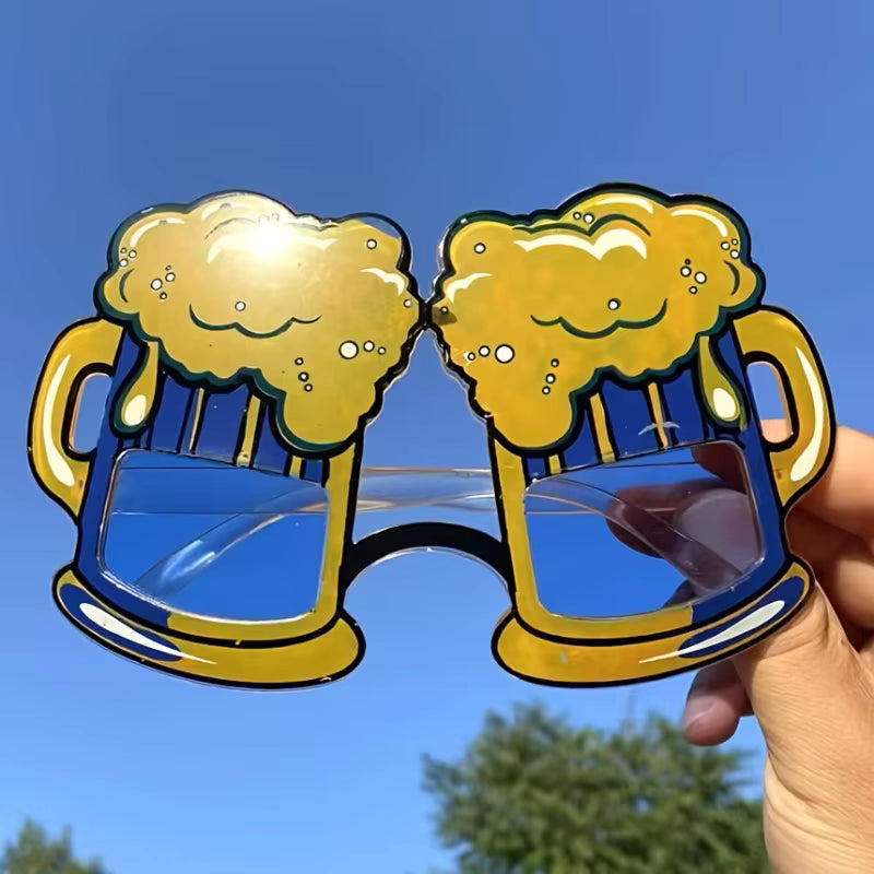 Partybrillen für Erwachsene | Oktoberfest Bierkrug Design | Blau & Gelb | Fotobox Requisite