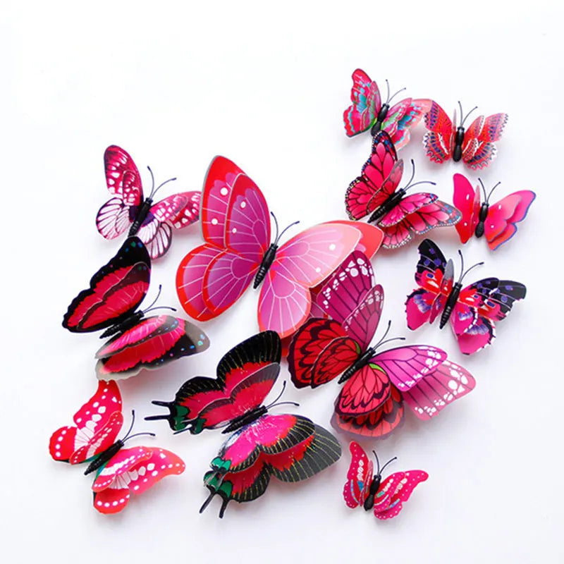Walloria 3D Schmetterlings-Wandsticker-Set | 12 Stück | Magnetisch & Doppellagig