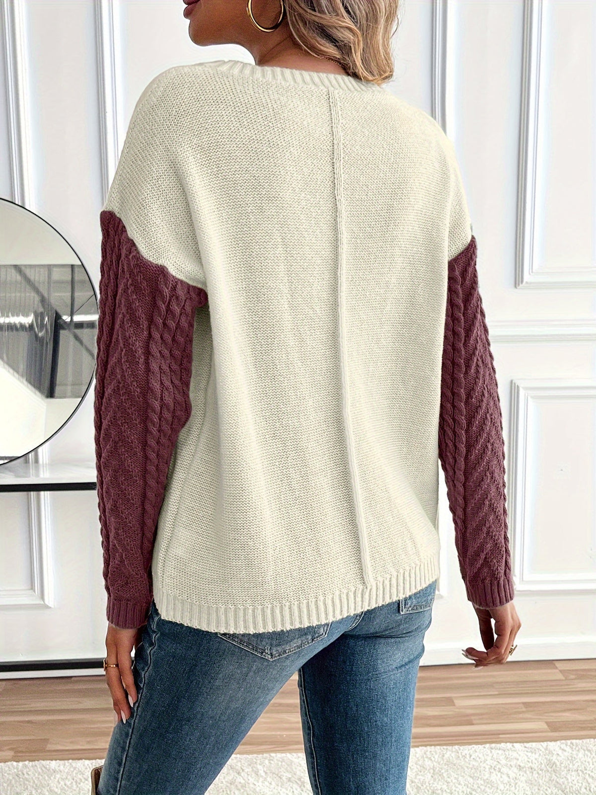 Delia | Damen Pullover mit Rundhalsausschnitt und Tasche