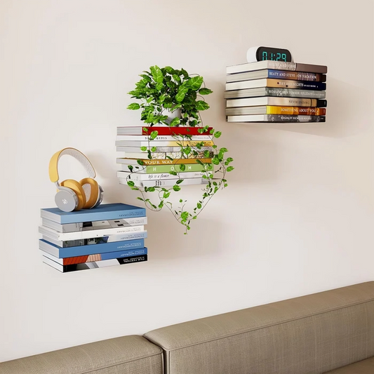 Unsichtbares Bücherregal aus Edelstahl – Schwebende Wandmontage