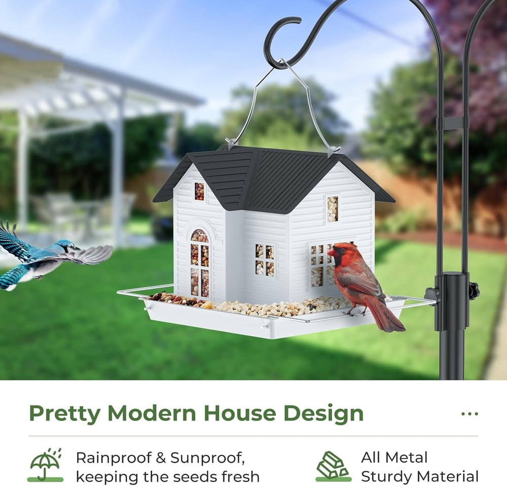 Elegantes Solar-Vogelfutterhaus mit LED-Beleuchtung