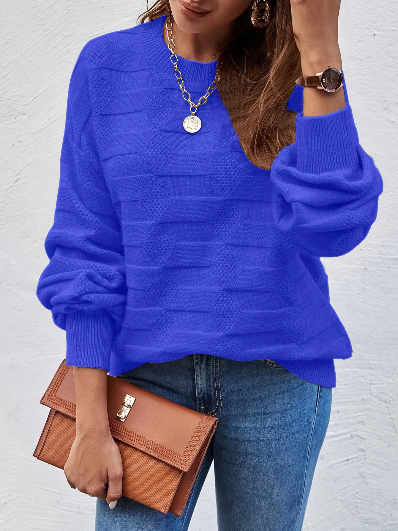 Annastina - Lässiger Langarm Pullover Mit Rundhalsausschnitt