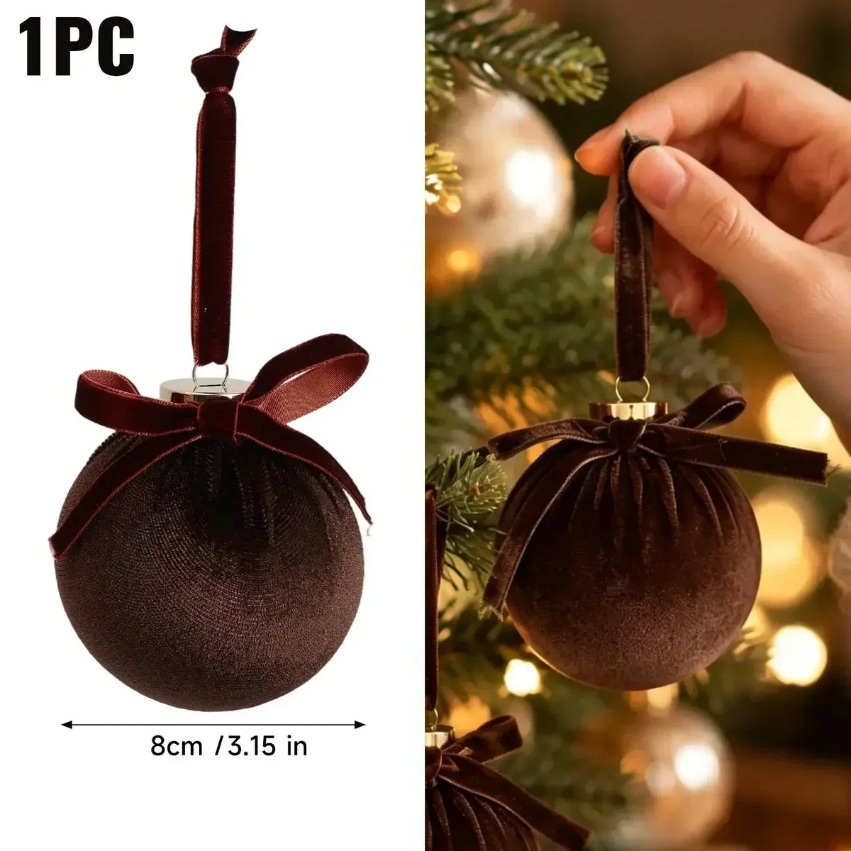 Samtbezogene Weihnachtskugeln aus Schaumstoff (Set mit 1, 3, 5 oder 10 Stück)