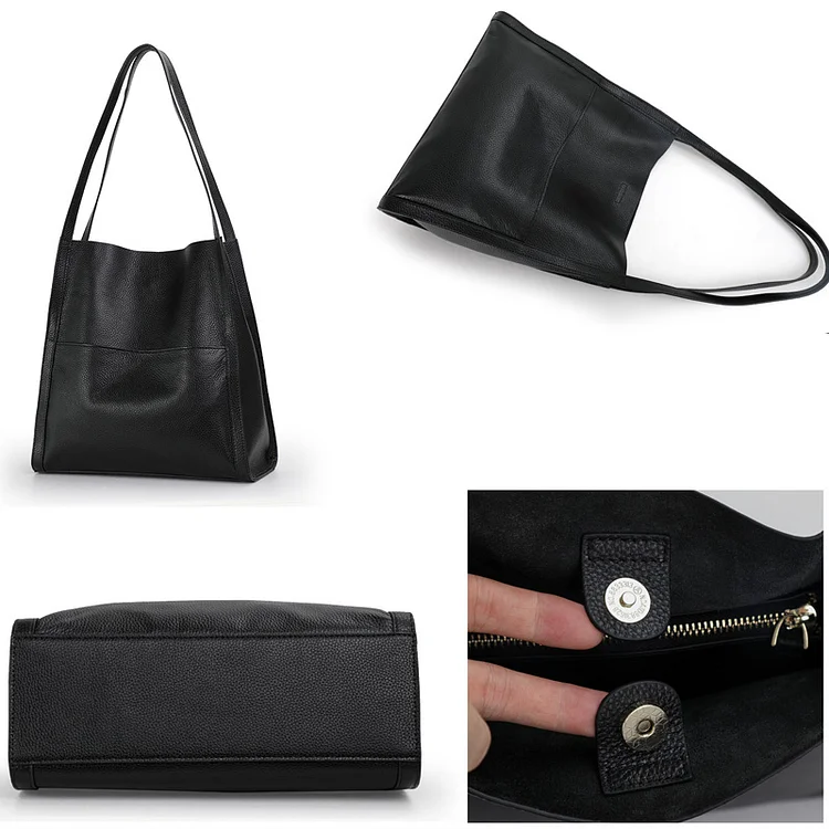 Annarosa – Einfarbige, Schlichte Schultertasche Aus Echtem Leder