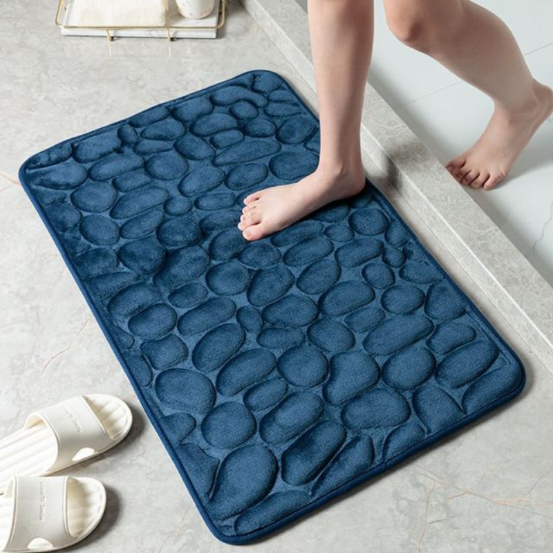 Badematte Memory Foam Kieselstein-Design | Weich, Rutschfest & Schnelltrocknend | 6 Farben, 2 Größen (Mittel/Groß)