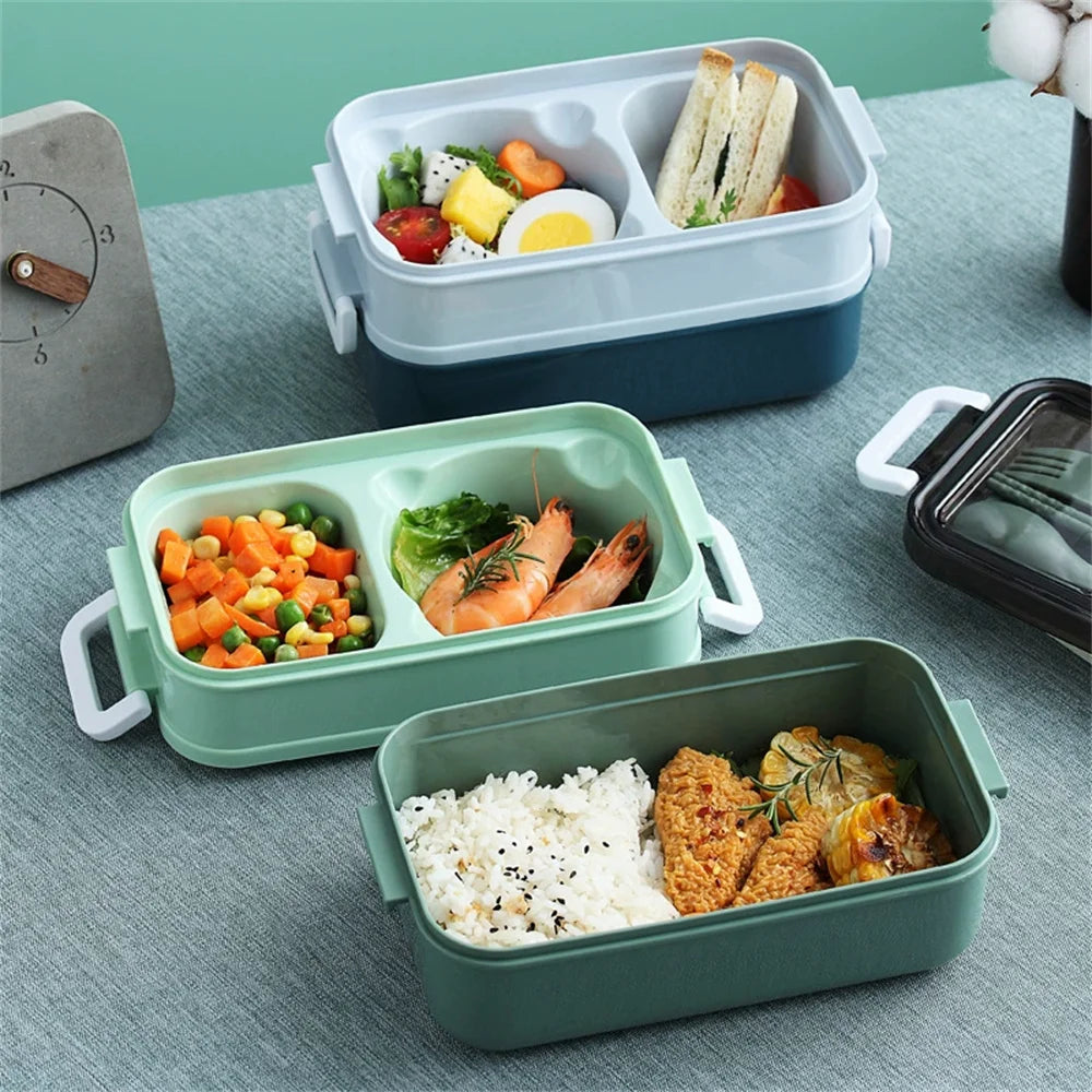 Lunchbox | Gestapelt mit mehreren Fächern | 1.400 ml Fassungsvermögen | Reisegeeignet