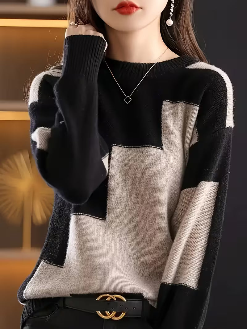 Marvelle – Langarm Pullover Mit Rundhalsausschnitt Und Farbblöcken