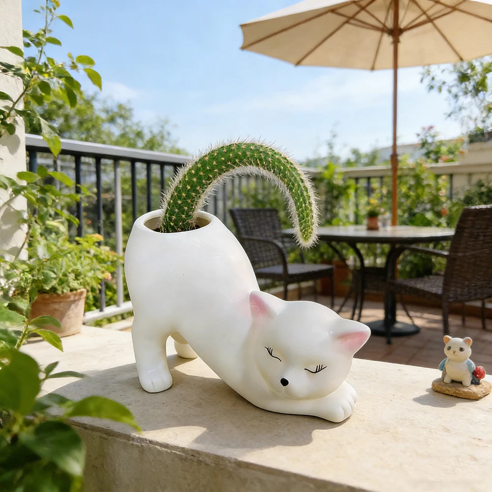 CatGarden Cartoon Katzen Schwanz Blumentopf | Innovatives Pflanzen Dekor | Sukkulenten & Kakteen für Garten, Balkon & Zuhause