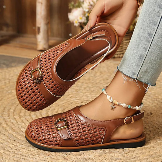 Ghie - Atmungsaktive Gewebte Flat Sandalen