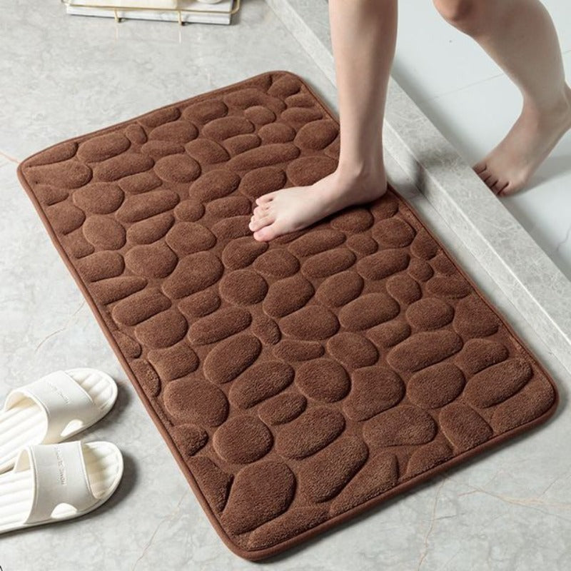 Badematte Memory Foam Kieselstein-Design | Weich, Rutschfest & Schnelltrocknend | 6 Farben, 2 Größen (Mittel/Groß)