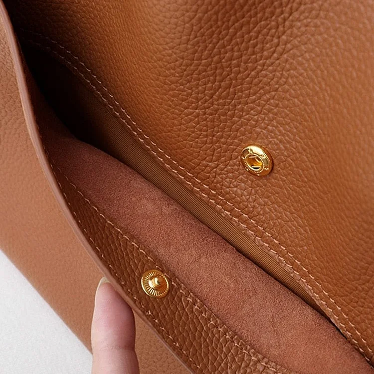 Annarosa – Einfarbige, Schlichte Schultertasche Aus Echtem Leder
