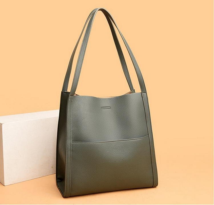 Annarosa – Einfarbige, Schlichte Schultertasche Aus Echtem Leder