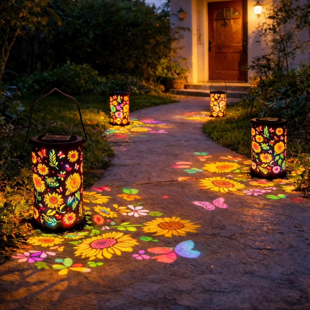 Solar-Gartenlaterne mit LED-Lichtprojektion