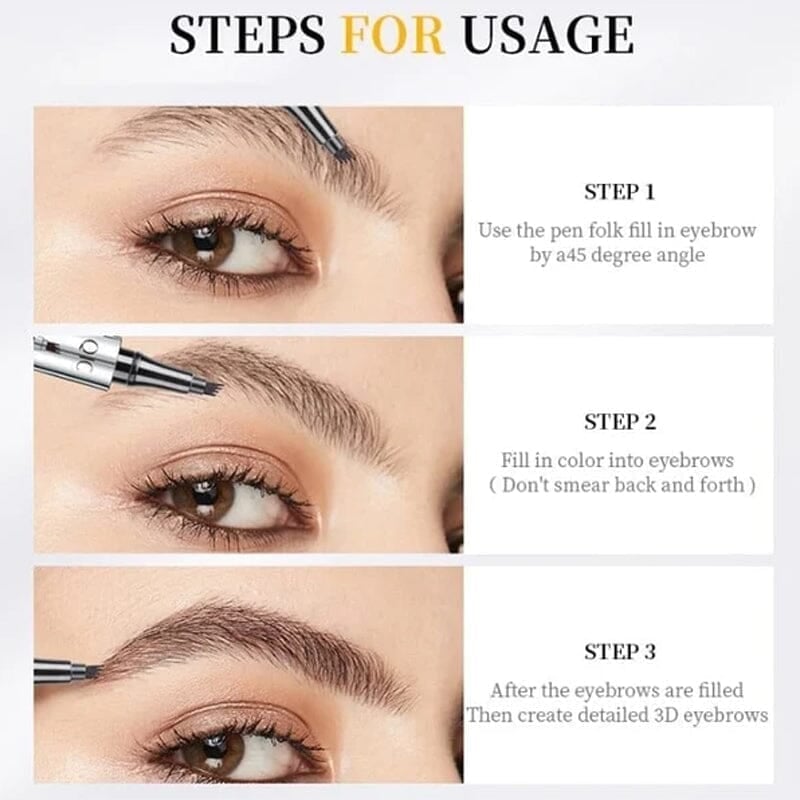 1+1 GRATIS | 3D Wasserdichter Microblading Augenbrauenstift — Für dichte, natürliche Brauen, die den ganzen Tag schmerzfrei halten