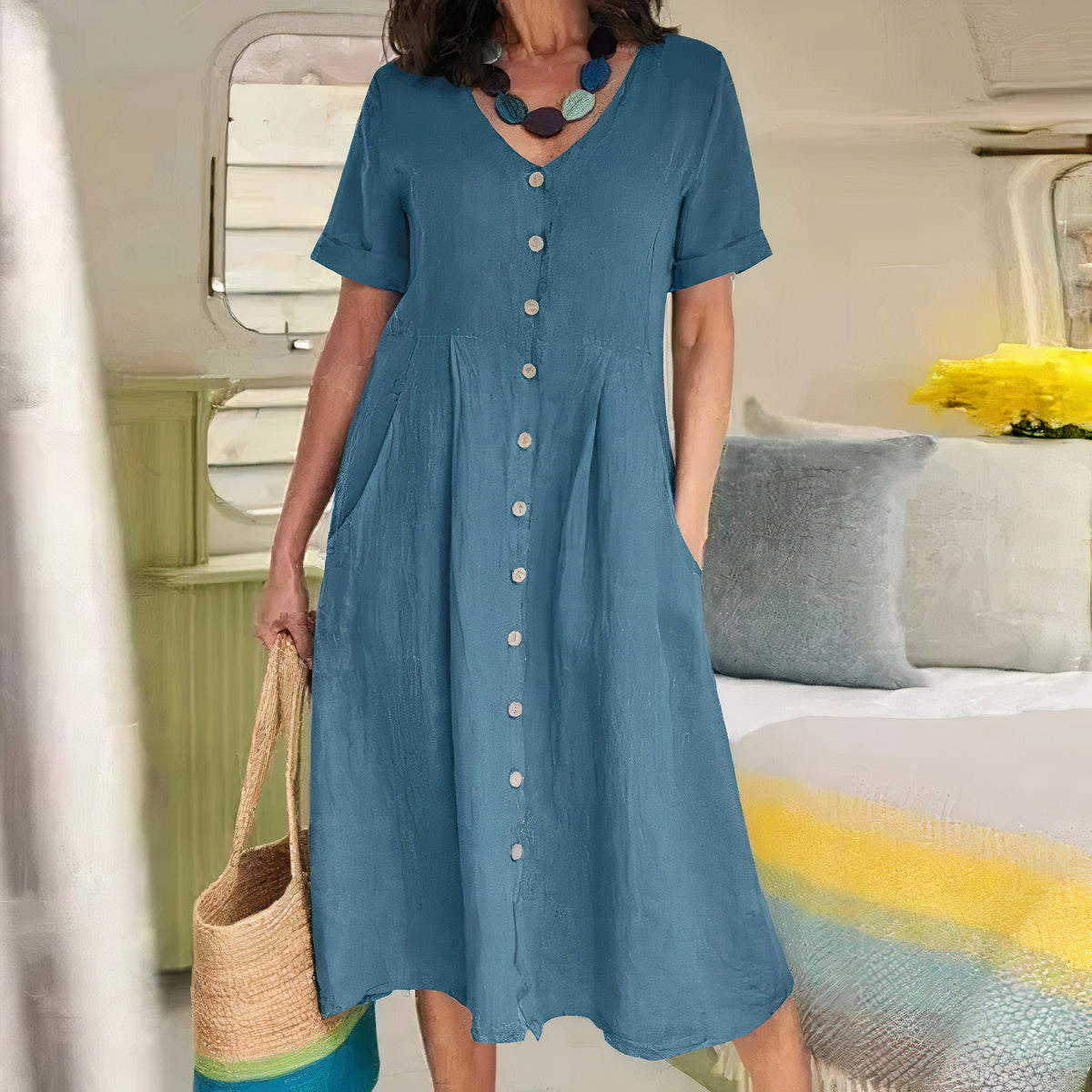 Bella - Maxikleid Mit V-Ausschnitt