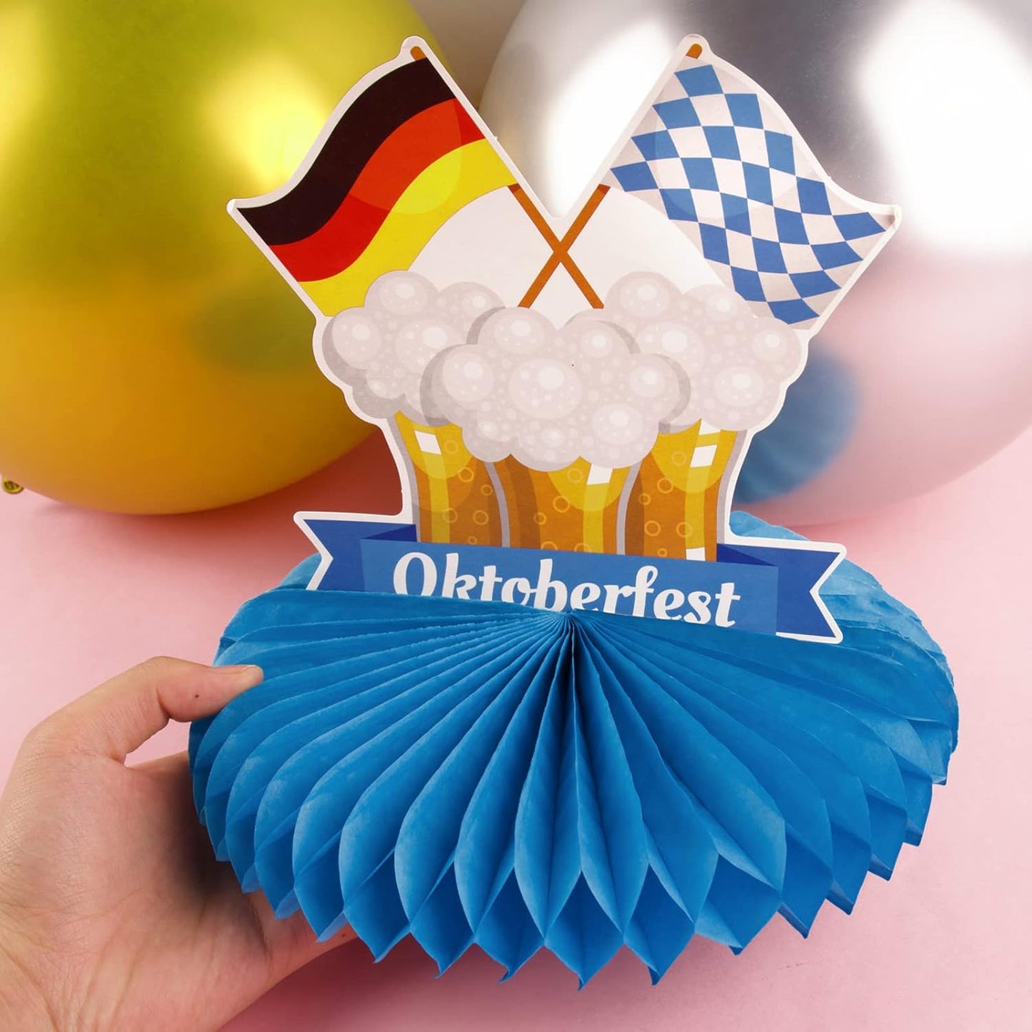 Tischdekoration | Oktoberfest Waben-Design | 8-teiliges Papierset | Schneller Aufbau