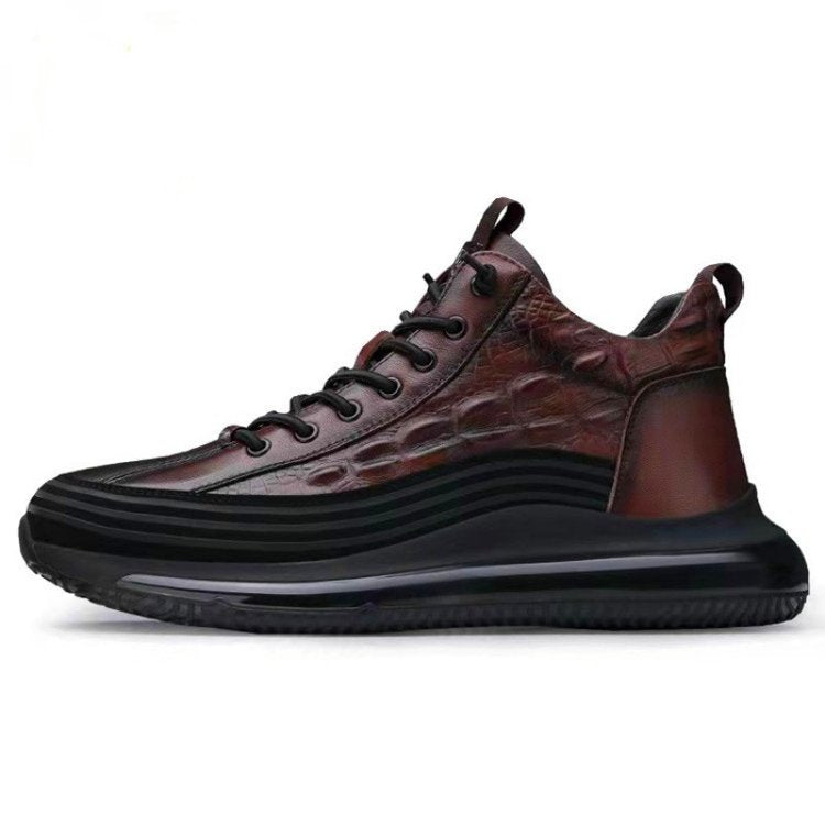 Herren Sneakers mit Krokodil-Prägung und Schnürung