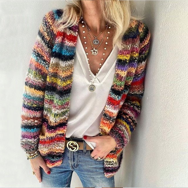 Catherine | Gemütliche mehrfarbige Strickjacke