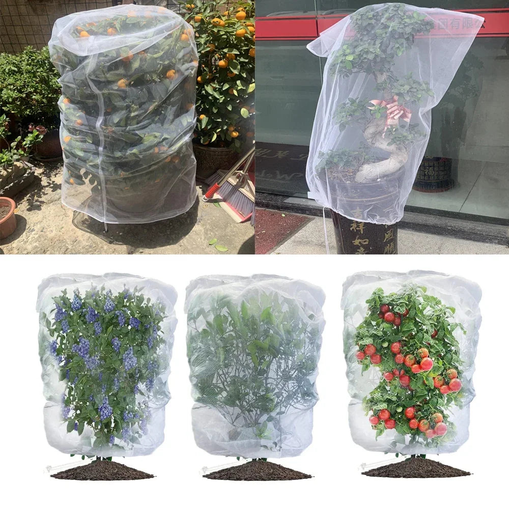 PlantGuard Pro Netzbeutel zum Pflanzenschutz | Nylon-Fruchtschutz | Kordelzugverschluss | Weiß