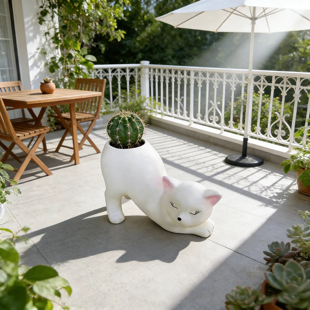 CatGarden Cartoon Katzen Schwanz Blumentopf | Innovatives Pflanzen Dekor | Sukkulenten & Kakteen für Garten, Balkon & Zuhause