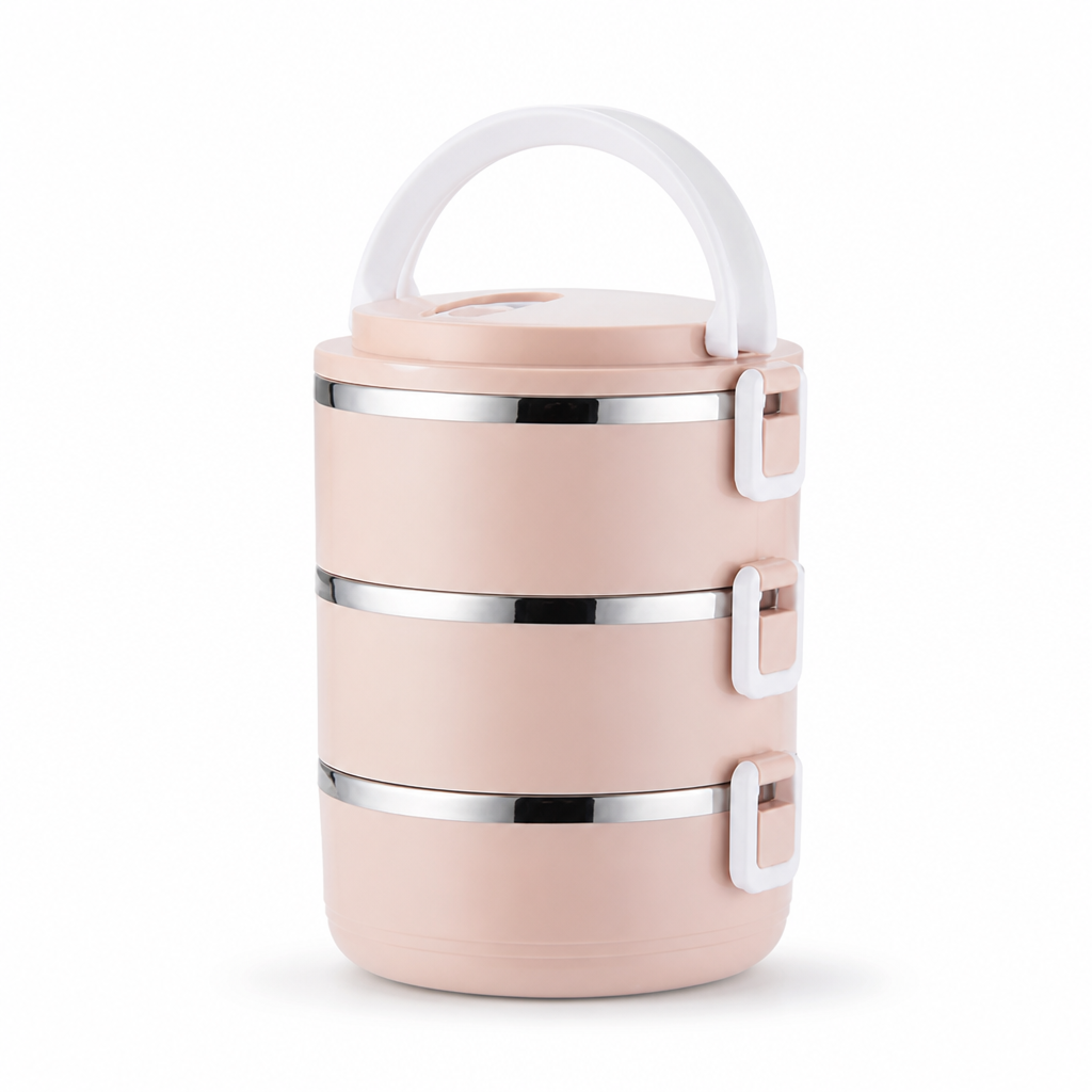 Lunchbox | 3-lagig stapelbar | Edelstahl-Innenraum & auslaufsichere Deckel | Reisetauglich