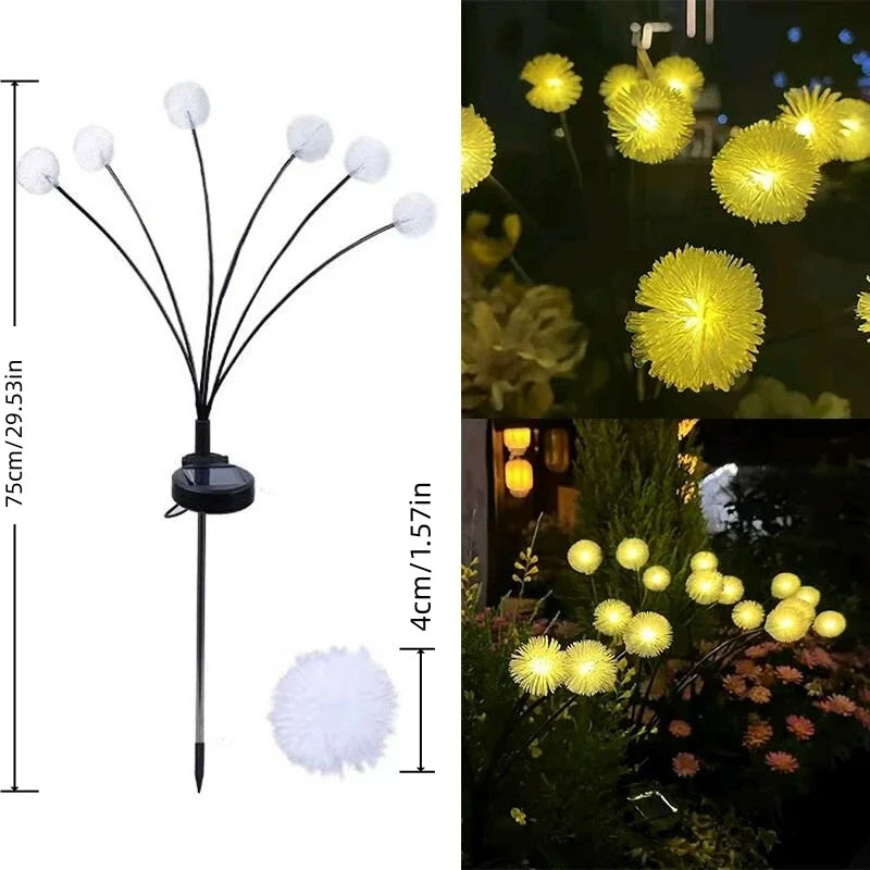 SolarGlow Solar-Löwenzahnlampen | 6-Flammen LED-Rasenlampe | Stetiger & Blinkmodus | Garten- und Landschaftsdekoration