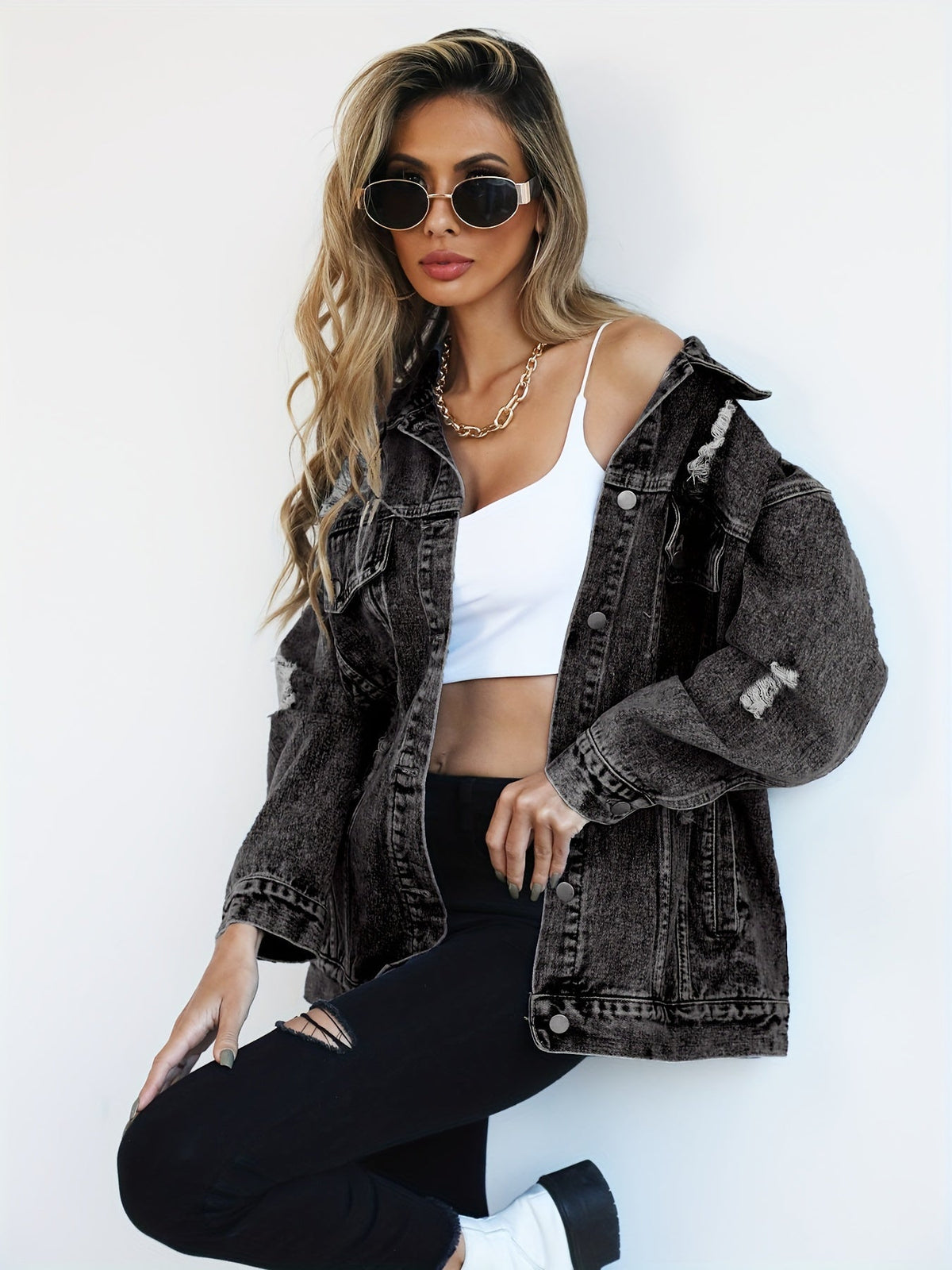 Keazjah - Jeansjacke Mit Weitem Schnitt