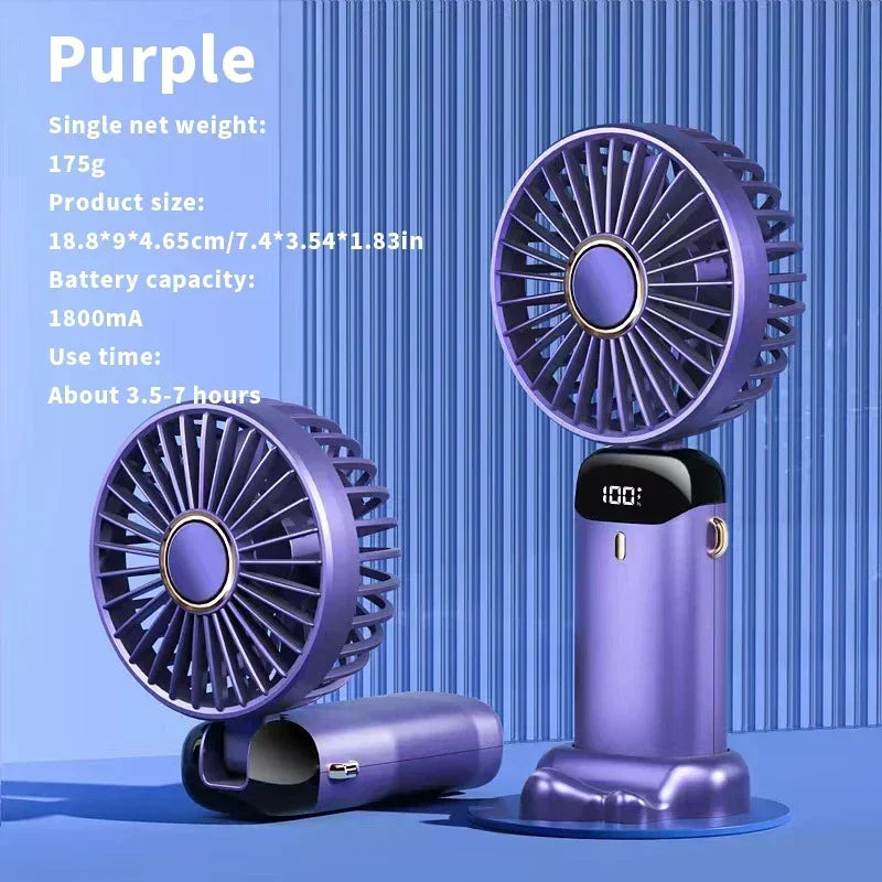 Venturox Mini Ventilator | 5-Gang-Einstellungen | 3000 mAh Akku | Faltbares Design & LED-Anzeige