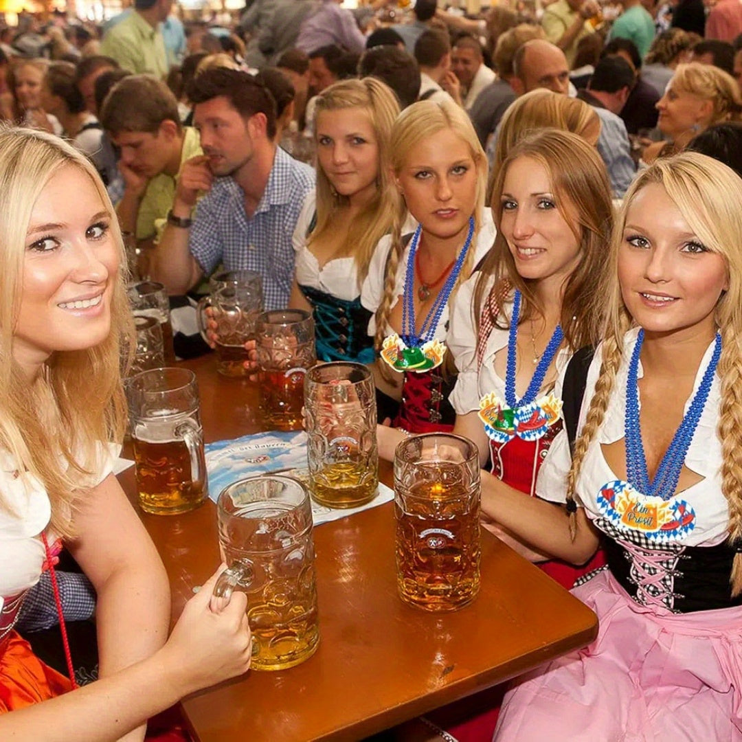 Party-Halsketten-Set, 21-teilig | Oktoberfest bayerisches Motiv | Leichte Stoffperlen