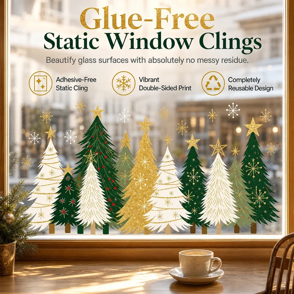 HolidayGlow Fensteraufkleber — Sofortiger Festlicher Glanz