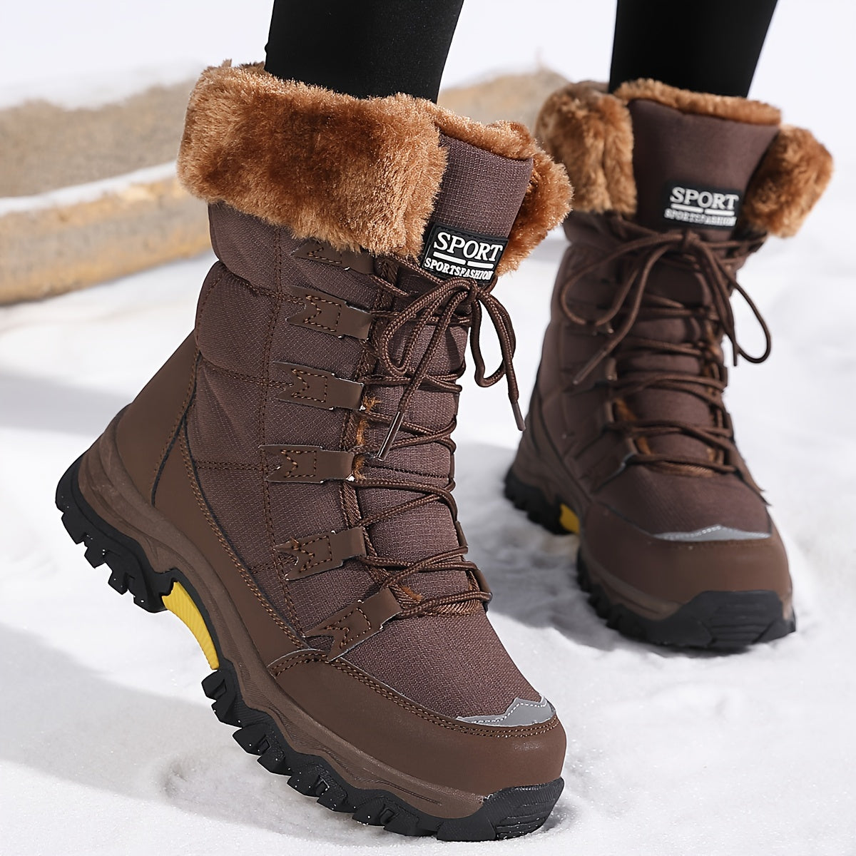 Hohe Winterstiefel Damen Gefüttert mit Fell